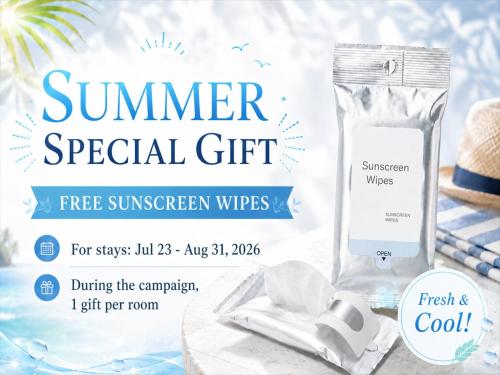 a flyer for a summer special gift with a bottle of sunscreen at Numero Uno Tokyo in Tokyo