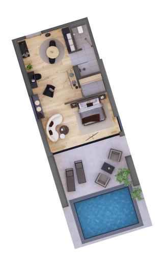 a rendering of a floor plan of a house at Cubea in Bodenmais