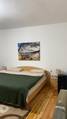 a bedroom with a bed with a painting on the wall at Vrela vacation in Vrela