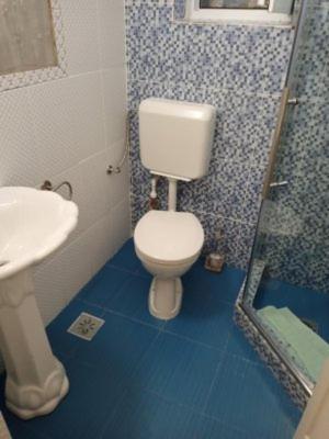 a bathroom with a toilet and a sink and a shower at LEBADA de VARA in Mahmudia