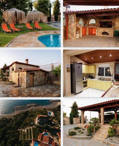 a group of four pictures of different homes at Atlas Villa in Kástro Tornéze