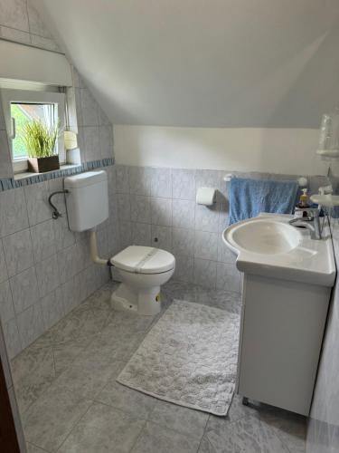 a bathroom with a toilet and a sink at Weekendica Aljmaš in Aljmaš