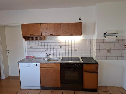 a kitchen with a sink and a dishwasher at Ferienhaus Anni in Warngau