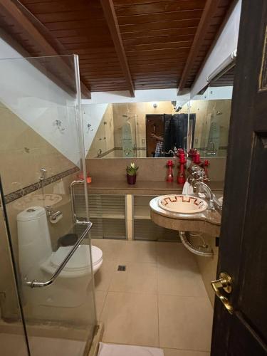 a bathroom with a toilet and a sink at Villa Toscana in Maturín