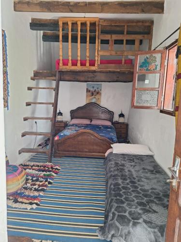a bedroom with two bunk beds and a ladder at Diabat hostel in Essaouira
