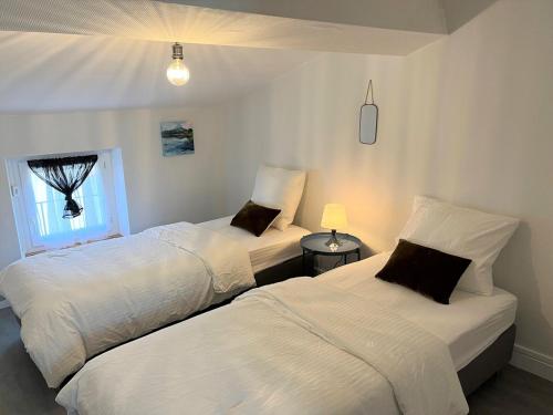 a bedroom with two beds and a window at Maison Gazel in Castres