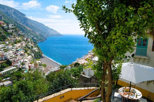a view of the ocean from a balcony at Casa Hellen Positano center in Positano