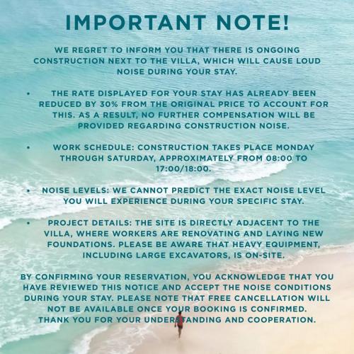 a sign that reads important note on the beach at Serenity Heights - Luxury Concierge Service by Olax Rentals in Adeje