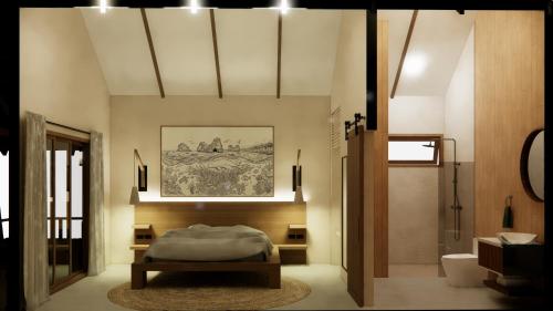 a bedroom with a bed in the middle of a room at KALUME' Eco Boutique Resort-Adult only in Koh Kradan