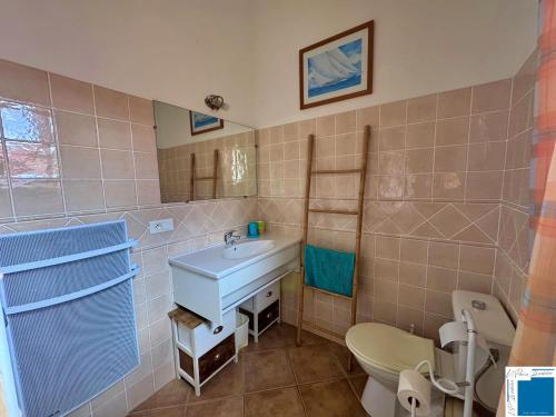 a bathroom with a sink and a toilet at villa Clémentine - 3 chambres in Lecci