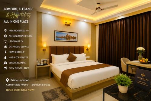 a poster of a hotel room with a bed at Hotel Vasudevay Inn in Haridwār