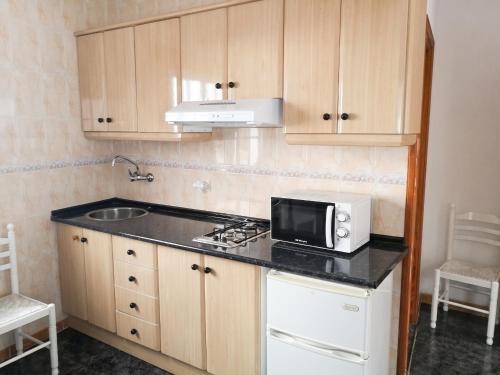 a small kitchen with a sink and a microwave at Cosy Studio with Sea View and Garden in Frontera - 20 m² in Frontera