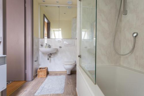 a bathroom with a shower and a toilet and a sink at Studio Pelletiers, 4 personnes – City center in Strasbourg