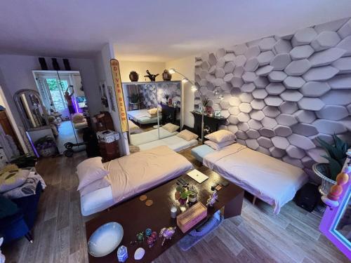 Shared private Appart for up to 2 male traveler under 30s and 2 flatmates résidents