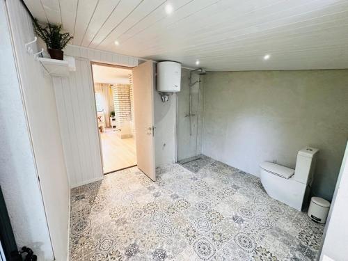 a bathroom with a toilet in a room at Mäeotsa Country House in Laulasmaa