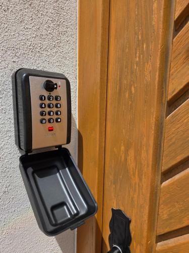 a close up of a door with aauthorized at Apartment Linde in Bubesheim