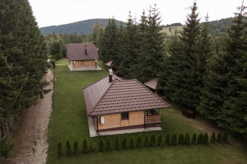 an aerial view of a house in the woods at Vile Stefan in Zaovine