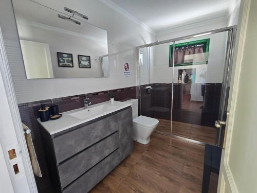 a bathroom with a sink and a toilet and a shower at Casa Memela 6 in Tías