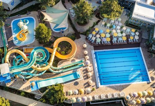 an overhead view of a water park at Sunny Porec by Valamar in Poreč