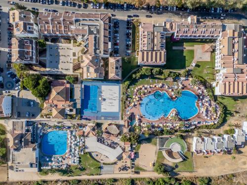 an overhead view of a city with buildings at Bela Ria Waterfront House Pool & Boat to Beach in Cabanas de Tavira