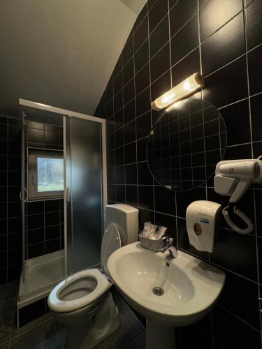 a bathroom with a toilet and a sink and a shower at Divlje vode in Stojdraga