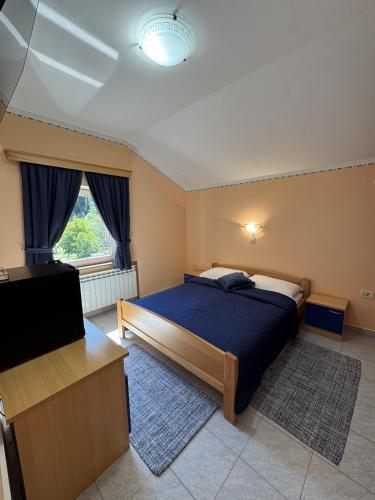 a bedroom with a bed and a television at Divlje vode in Stojdraga