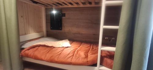 a small room with a bed in a bunk room at Inner Holiday Dolomites in Dimaro