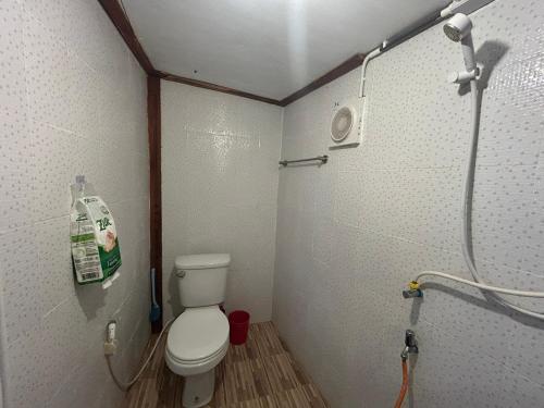 a small bathroom with a toilet and a shower at Darins House in Nan