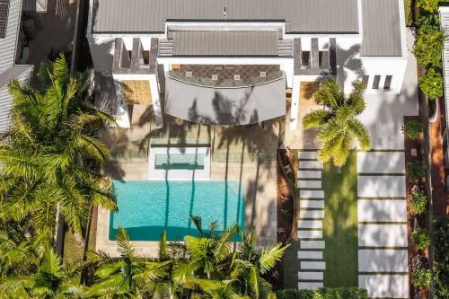 an aerial view of a house with a swimming pool at Casa Six on Witta in Noosa Heads