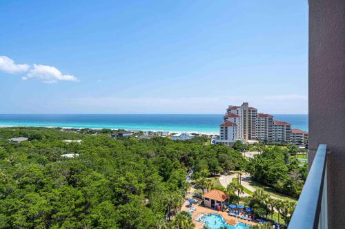 an aerial view of a resort and the ocean at Top-Floor Studio with Ocean Views and Pool in Destin