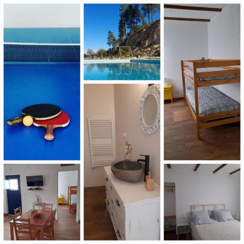 a collage of pictures of a room with a pool at Monte das Rolas - A Serenidade mora Aqui! in Ferraria