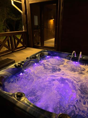 a jacuzzi tub filled with purple dye at Royal Ranch Nature Resort in Orhei