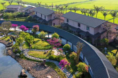 an overhead view of a house with a garden at Kobi Onsen Resort Hue, Affiliated by Meliá in Hue