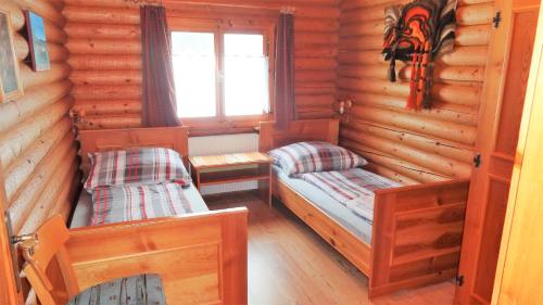Postel nebo postele na pokoji v ubytování Blockhaus-Bärnkopf
