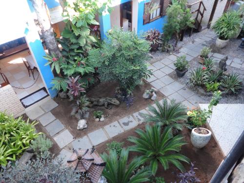 an overhead view of a garden with plants at Pousada dos Meros in Abraão