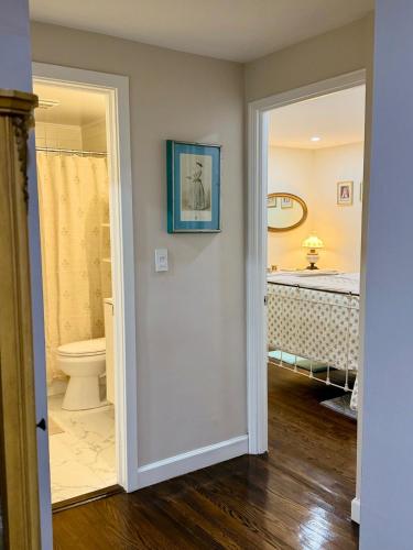 a bathroom with a toilet and a sink at Gilded Age Luxury Surrounded by Nature in Norwalk