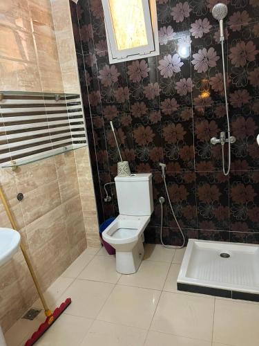 a bathroom with a shower and a toilet and a sink at Appartement proche toutes commodités in Berkane