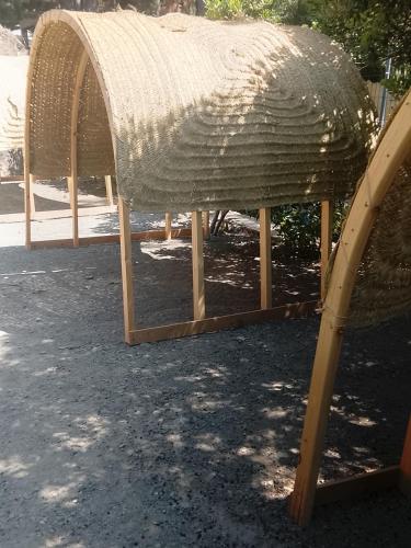 a wicker chair with a net on top of it at مخيم اقشور in Chefchaouen