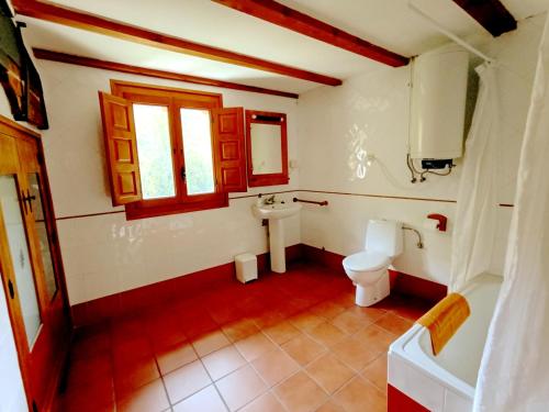 a bathroom with a toilet and a window at Molino De Pradillo in Pradillo