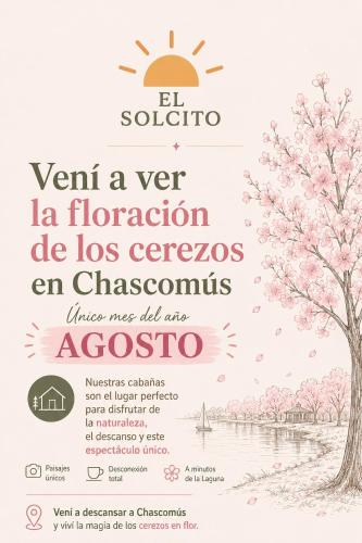 a poster for a festival with a tree and a river at CASA MENDIOLA, encantadora casa con patio privado, y pileta en jardín cerca de la Laguna in Chascomús