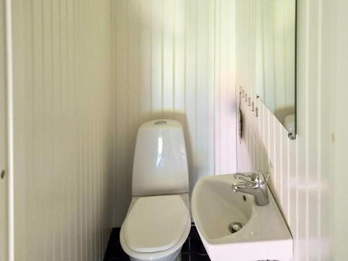 a bathroom with a white toilet and a sink at 11 person holiday home in HÖGSÄTER-By Traum in Högsäter