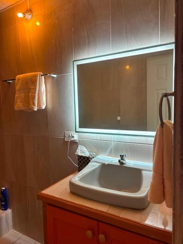 a bathroom with a sink and a mirror at Little Escape in The Lime