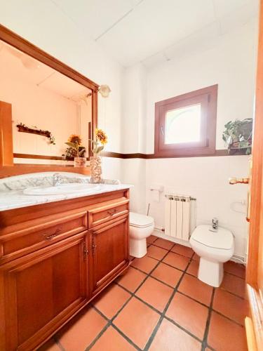 a bathroom with a sink and a toilet at Casa luminosa con encanto in Vélez-Rubio