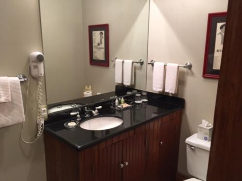 a bathroom with a sink and a phone next to a toilet at 1896 O'Malley House in New Orleans