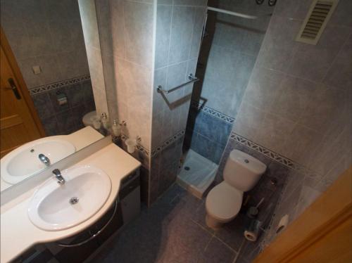 カルプにあるAlbamar Apartmentのバスルーム(洗面台、トイレ、シャワー付)