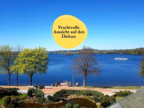 a view of a large body of water at Heimathafen Dieksee - mit direktem Seeblick & Balkon am Dieksee in Malente