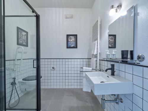 a bathroom with a sink and a toilet at Agriturismo Campoletizia in Miglianico