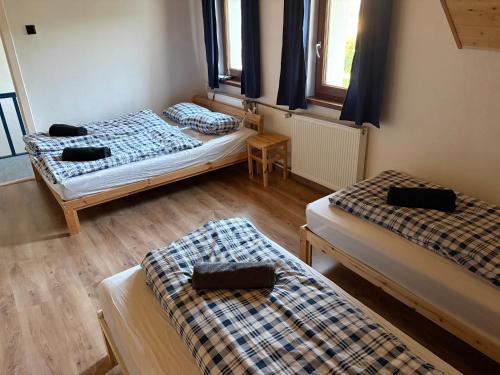 a room with two beds in a room at Apartmán Niky u Klínovce in Jáchymov