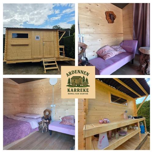 a collage of pictures of a karaoke cabin at Ardennen Karreke in Durbuy
