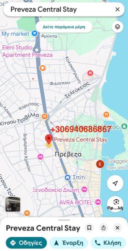 a map of provenza centralstay on a cell phone at Preveza Central Stay in Preveza